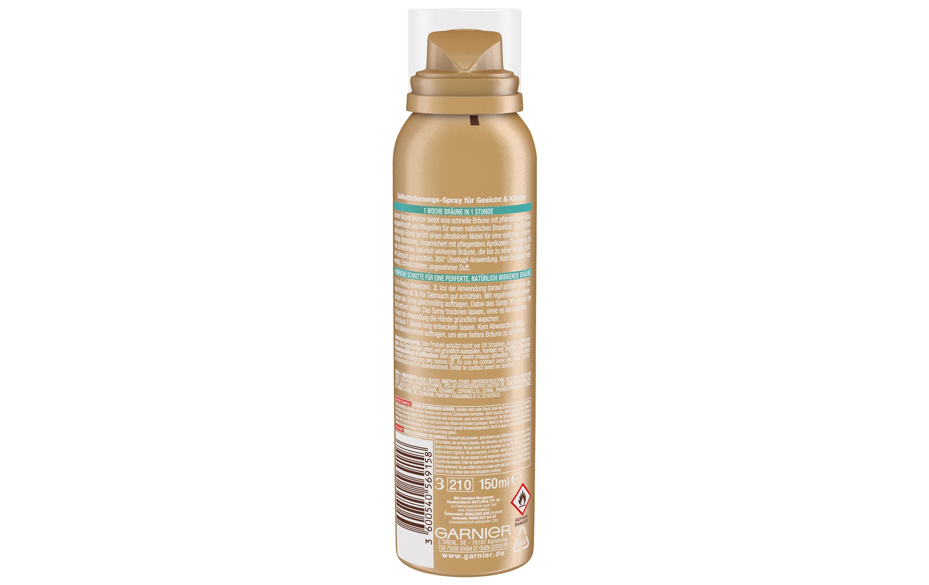 Selbstbräuner Natural Bronzer Selbstbräunungs-Spray 150 mlSelbstbräunungs-Spray für eine natürlich aussehende und gleichmässige Bräune am ganzen Körper