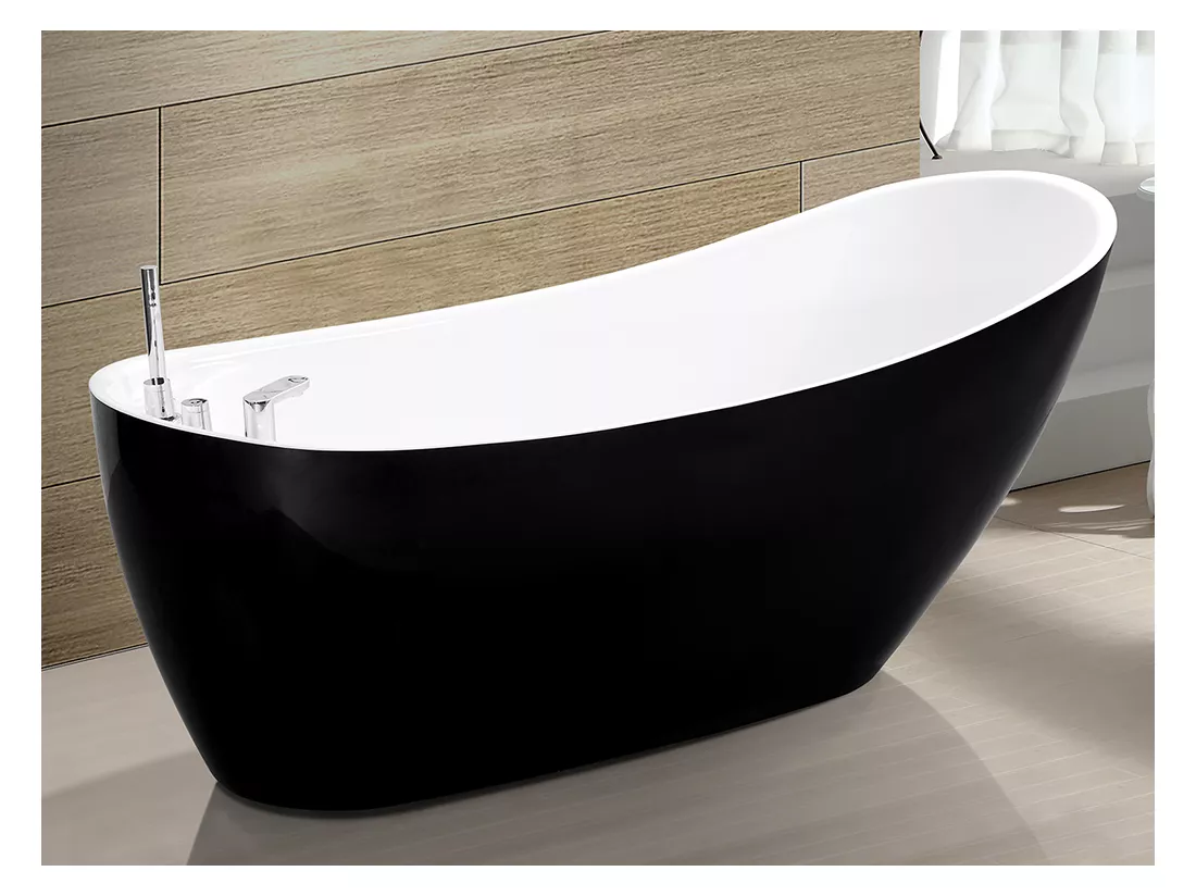 Baignoire îlot NATALIA avec robinetterie - 220L - L150 x P75 x H70cm - Noire
