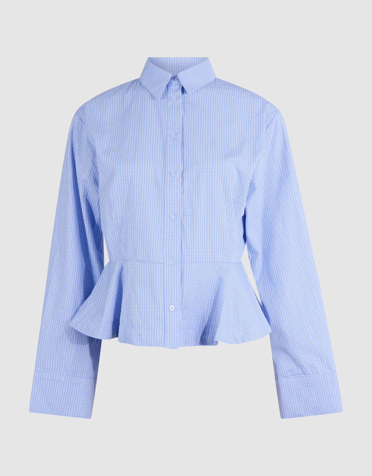 Poplin Peplum Blouse Blauw