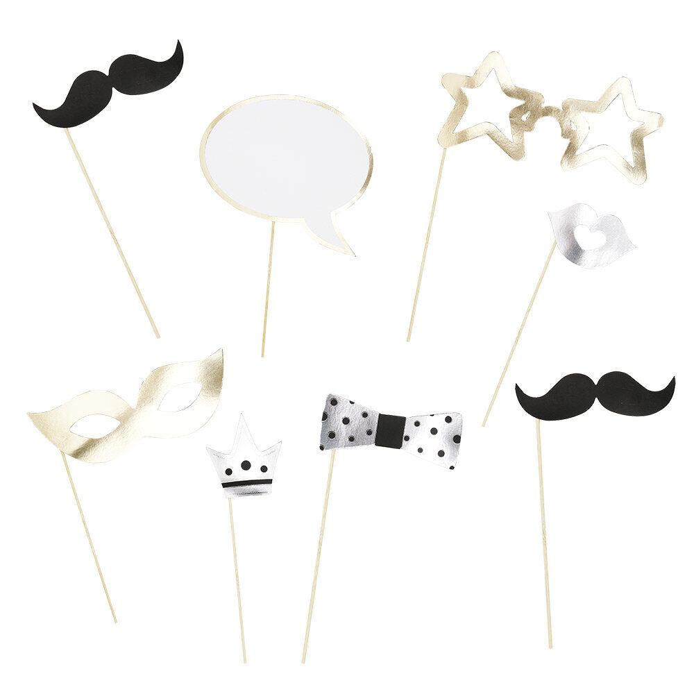 Kit photobooth moustache 8 personnes thème nuit