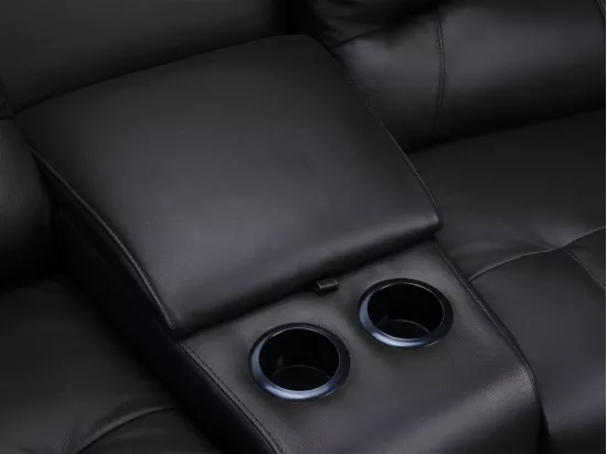 Canapé 3 places et un fauteuil relax en cuir AROMA - Noir
