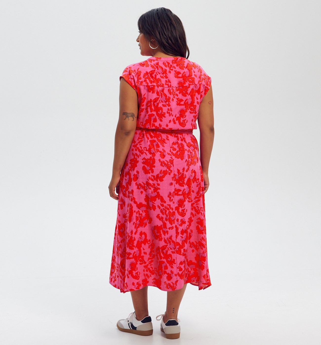 Robe longue imprimée - Imprimé framboise