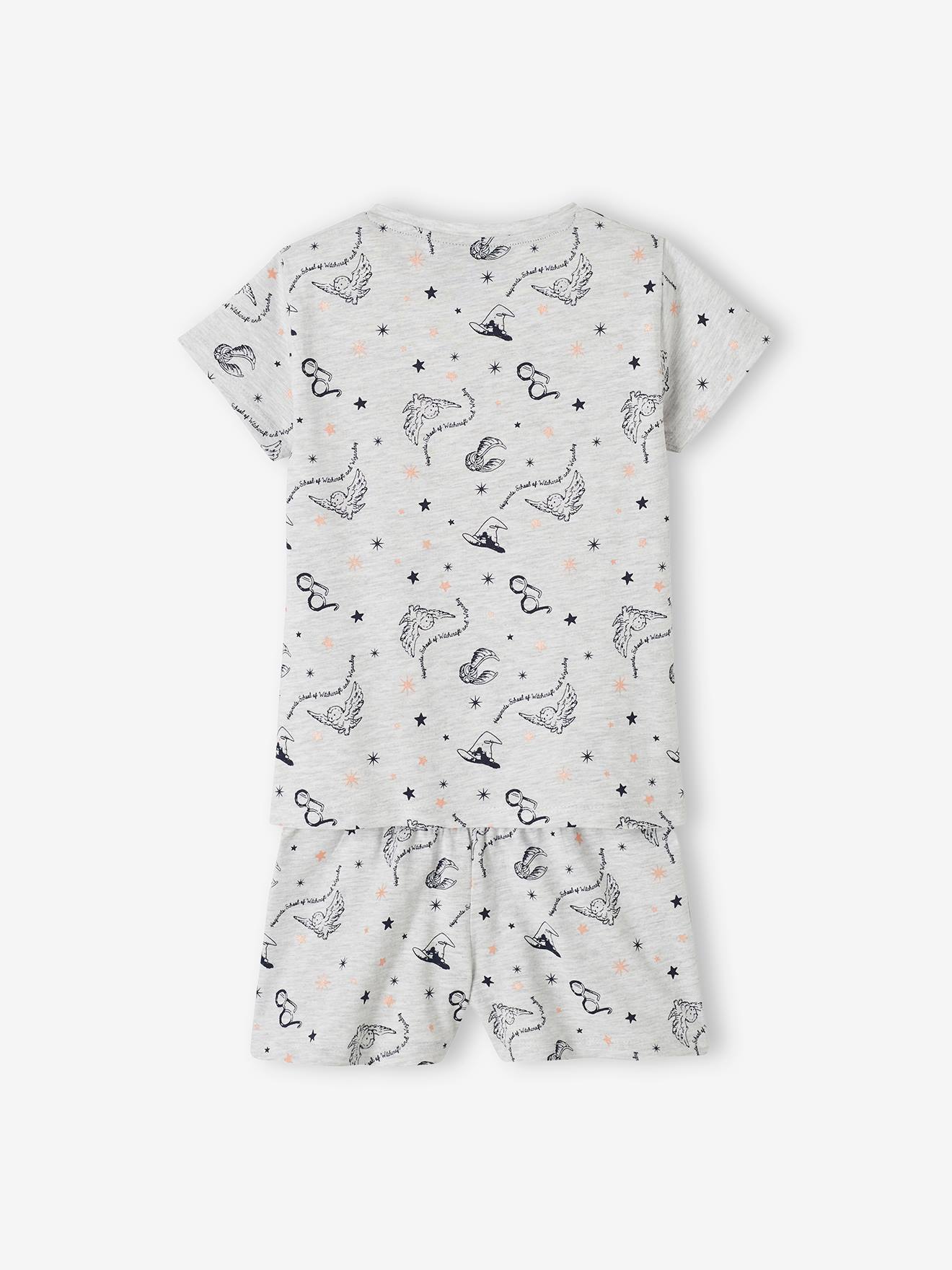 Conjunto de pijama cinza claro com estampa do Harry Potter® e shorts.