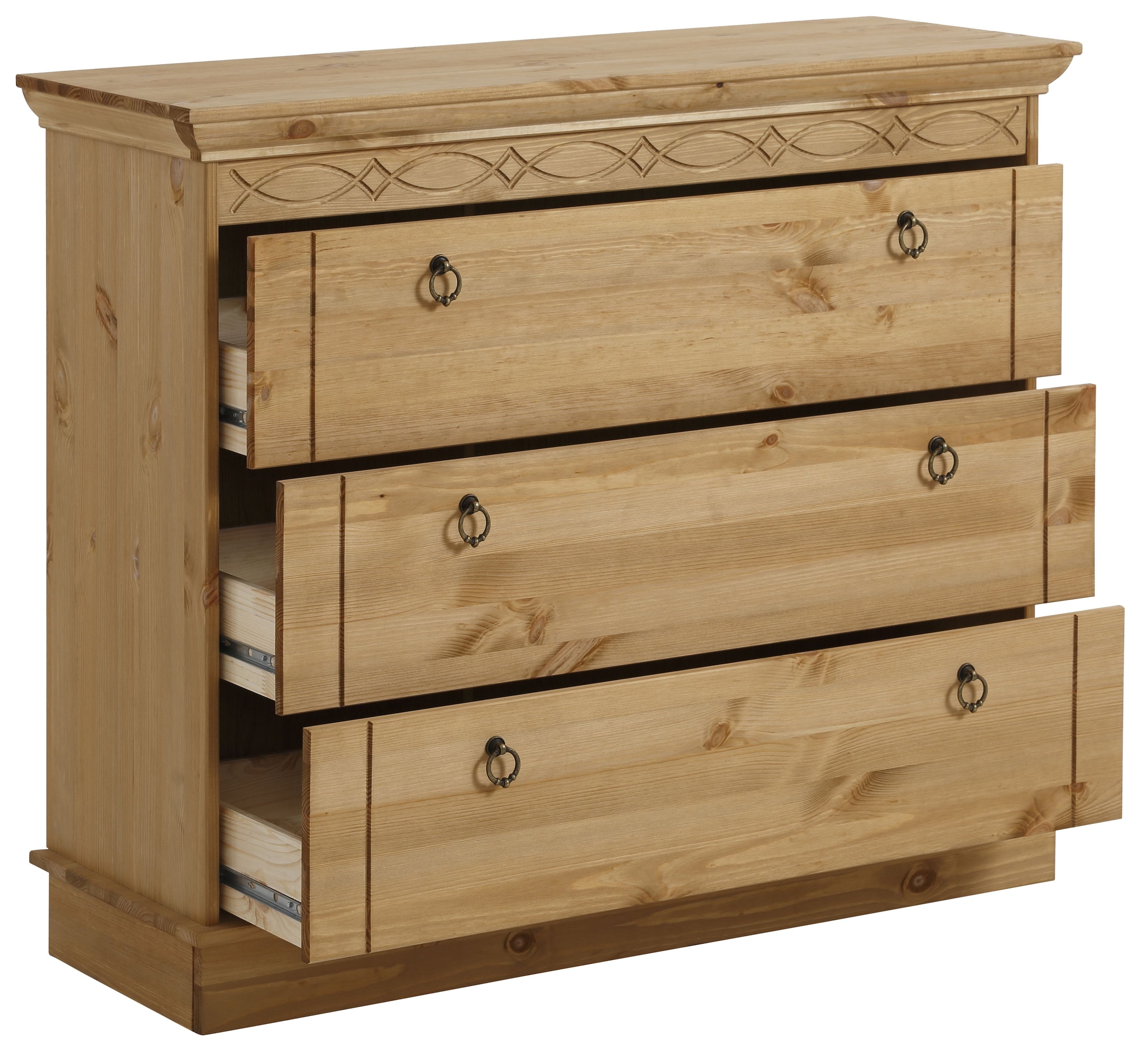Home affaire Schubkastenkommode »Indra« aus massiver Kiefer, mit 3 Schubladen, Breite: 100 cm