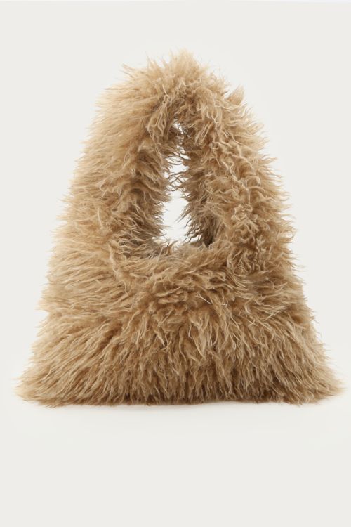 Beige faux fur shopper