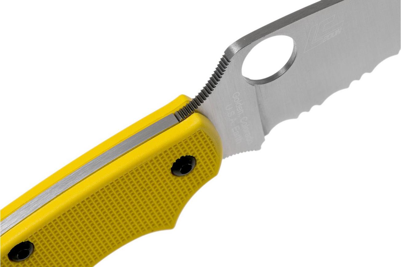 Spyderco UK Penknife Salt LC200N Serrated C94SYL Yellow zakmes