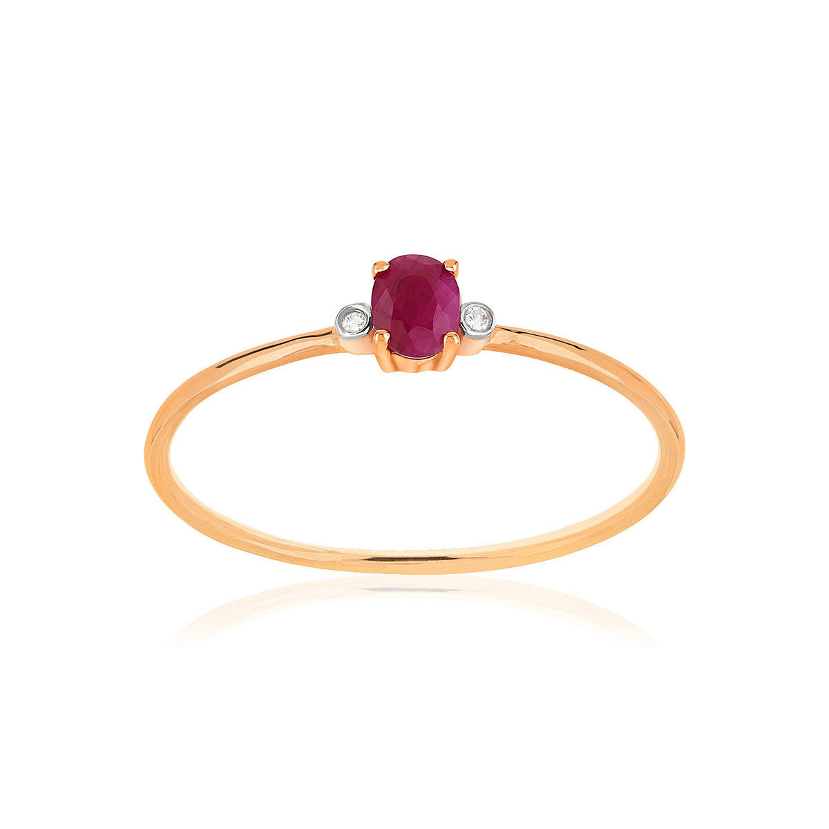 Bague or 375 2 tons rubis et diamants