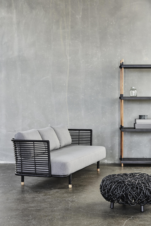 Cane-Line Loop Rattan hocker Ø74 zwart