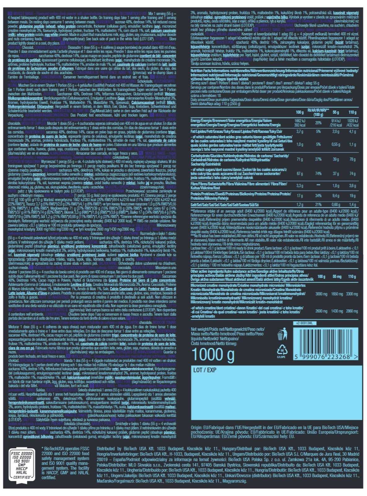 Biotech USA Massa Muscular 1000 g