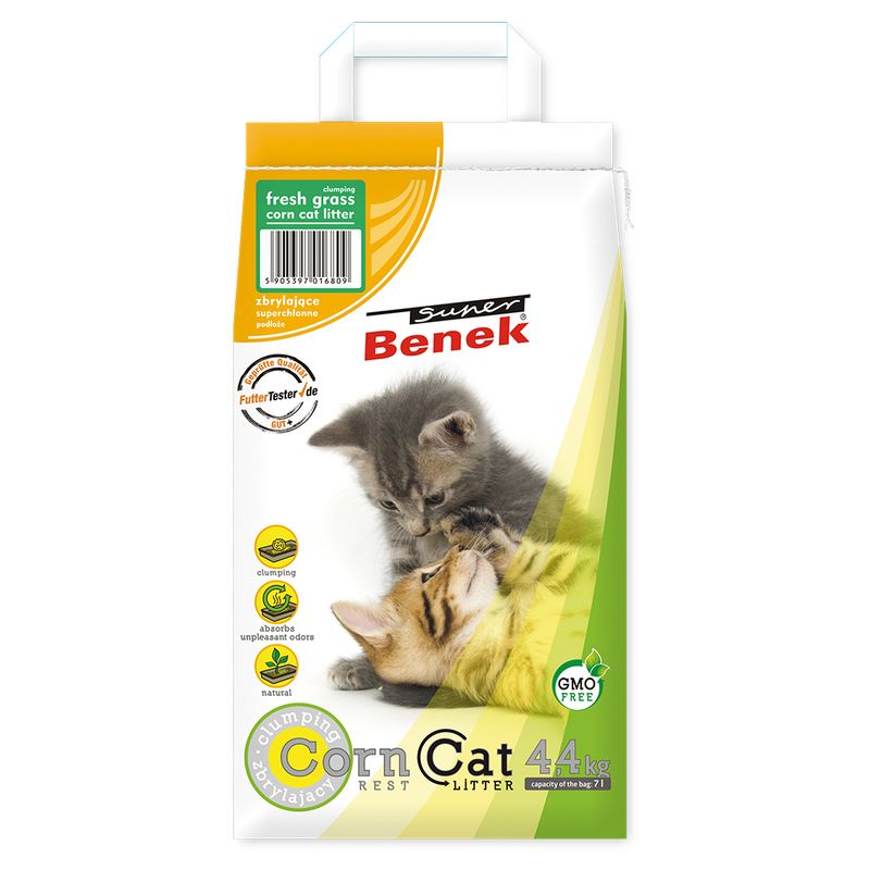 Litière Super Benek Corn Cat, senteur herbe fraîchement coupée