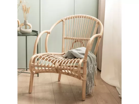 Fauteuil de lecture en rotin naturel 60x75 cm-Nea