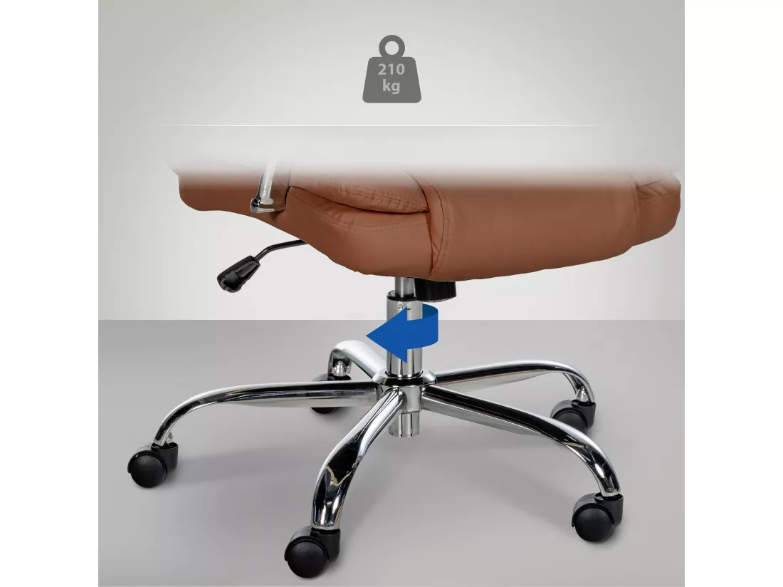 Chaise de bureau - Similicuir & Métal chromé - Marron clair - XXL Xanthos