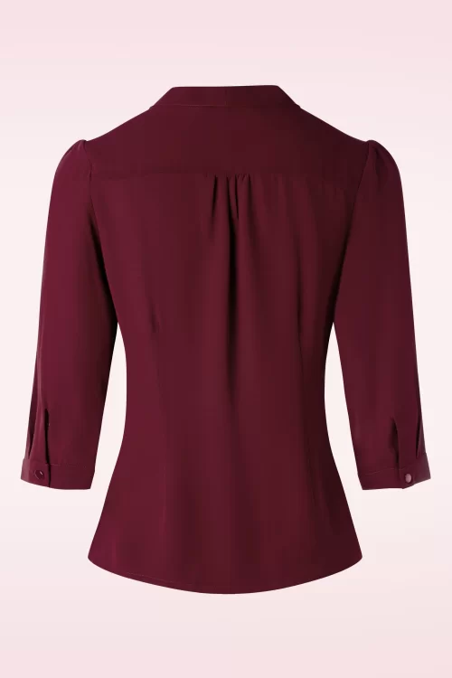Banned Retro Perfecte strikblouse in bordeauxrood