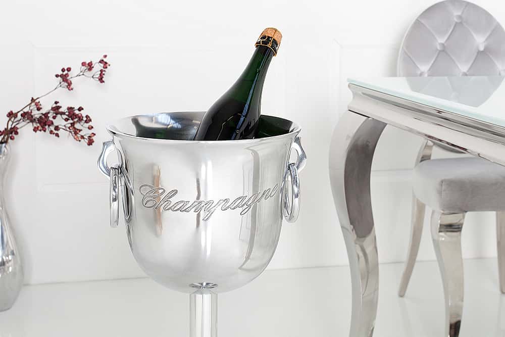 Eleganter Sektkühler CHAMPAGNE 75cm silber poliert Flaschenkühler