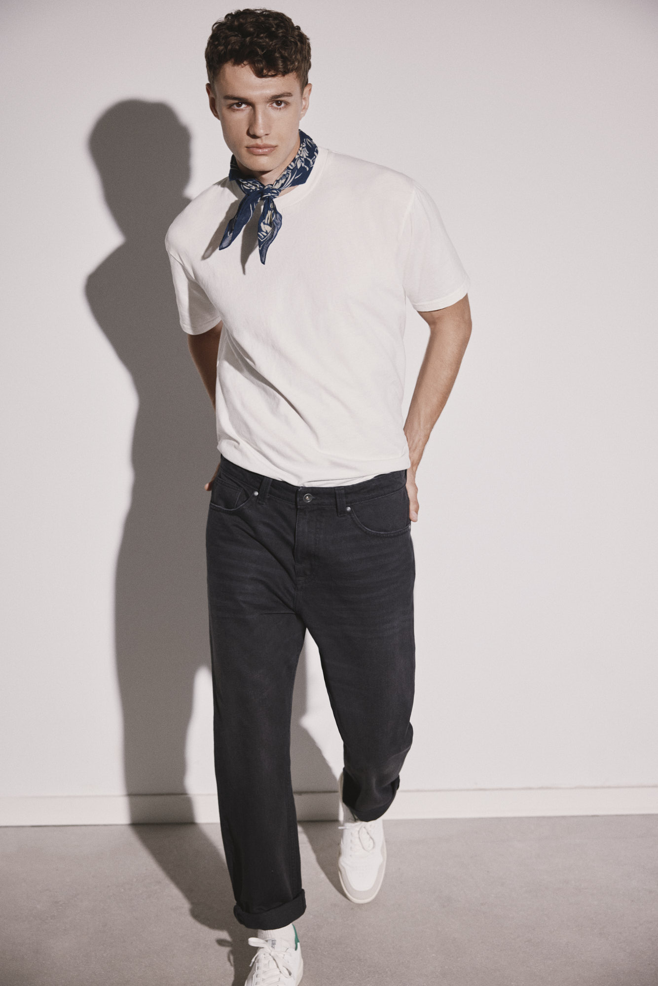 jeans preto lavado casual regular