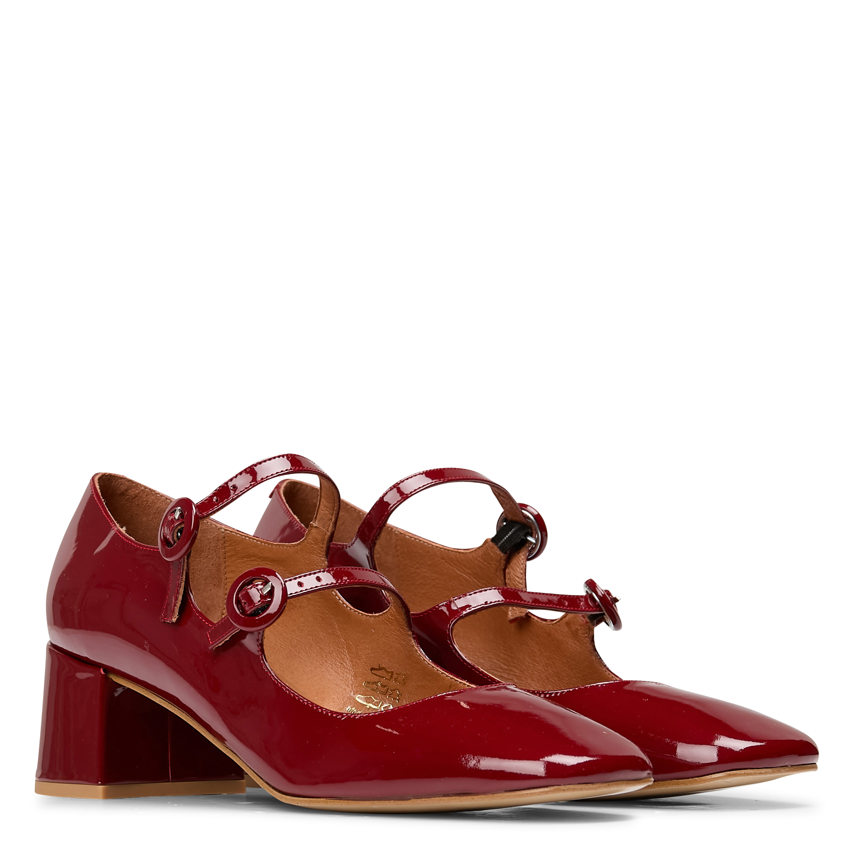 DELOU - Babies en cuir glacé | Rouge