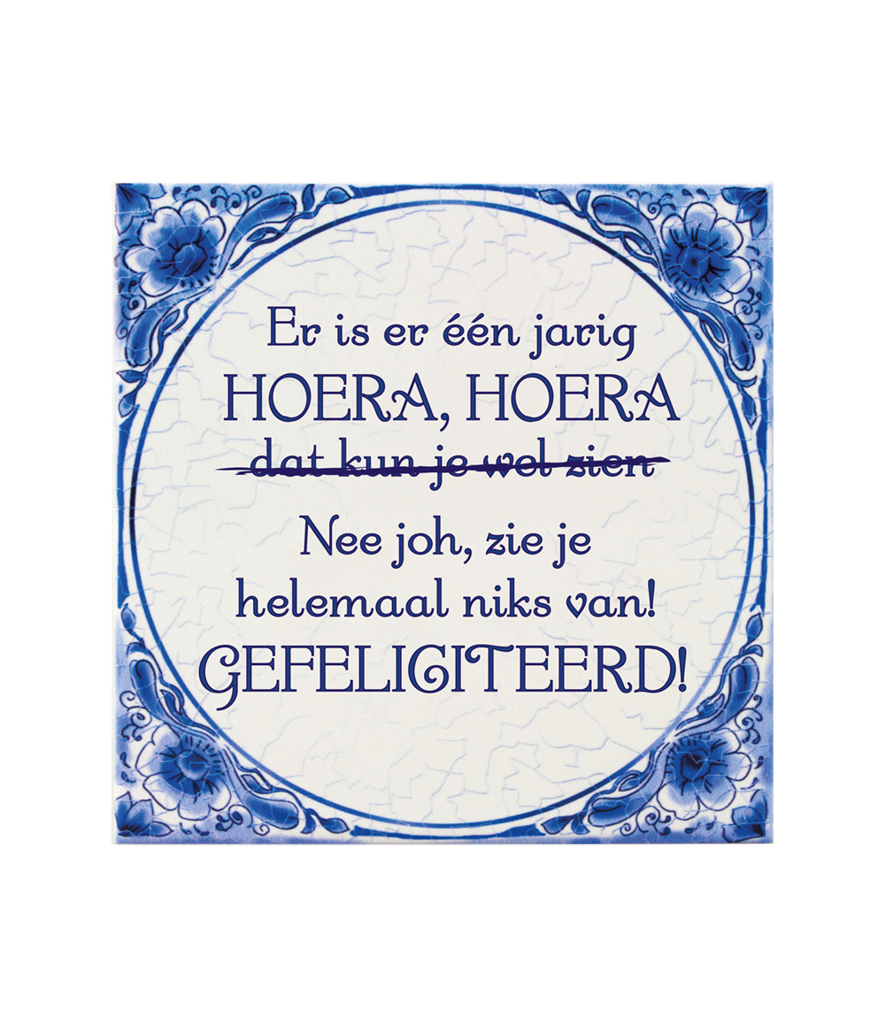 Delftsblauw Tegel Er Is Er Één Jarig 15cm
