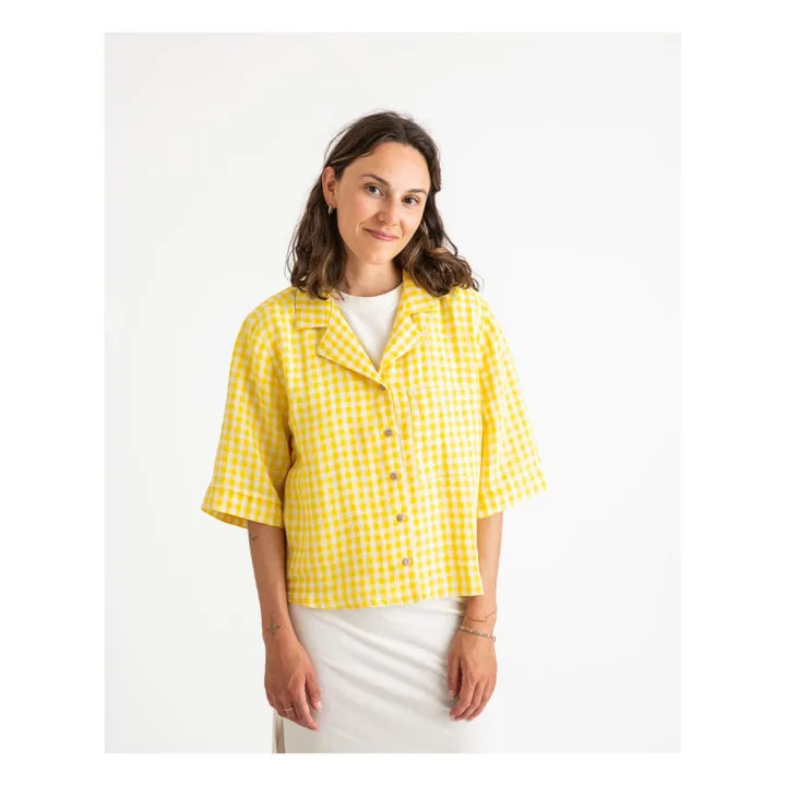 Matona Chemise Carreaux Lin | Jaune