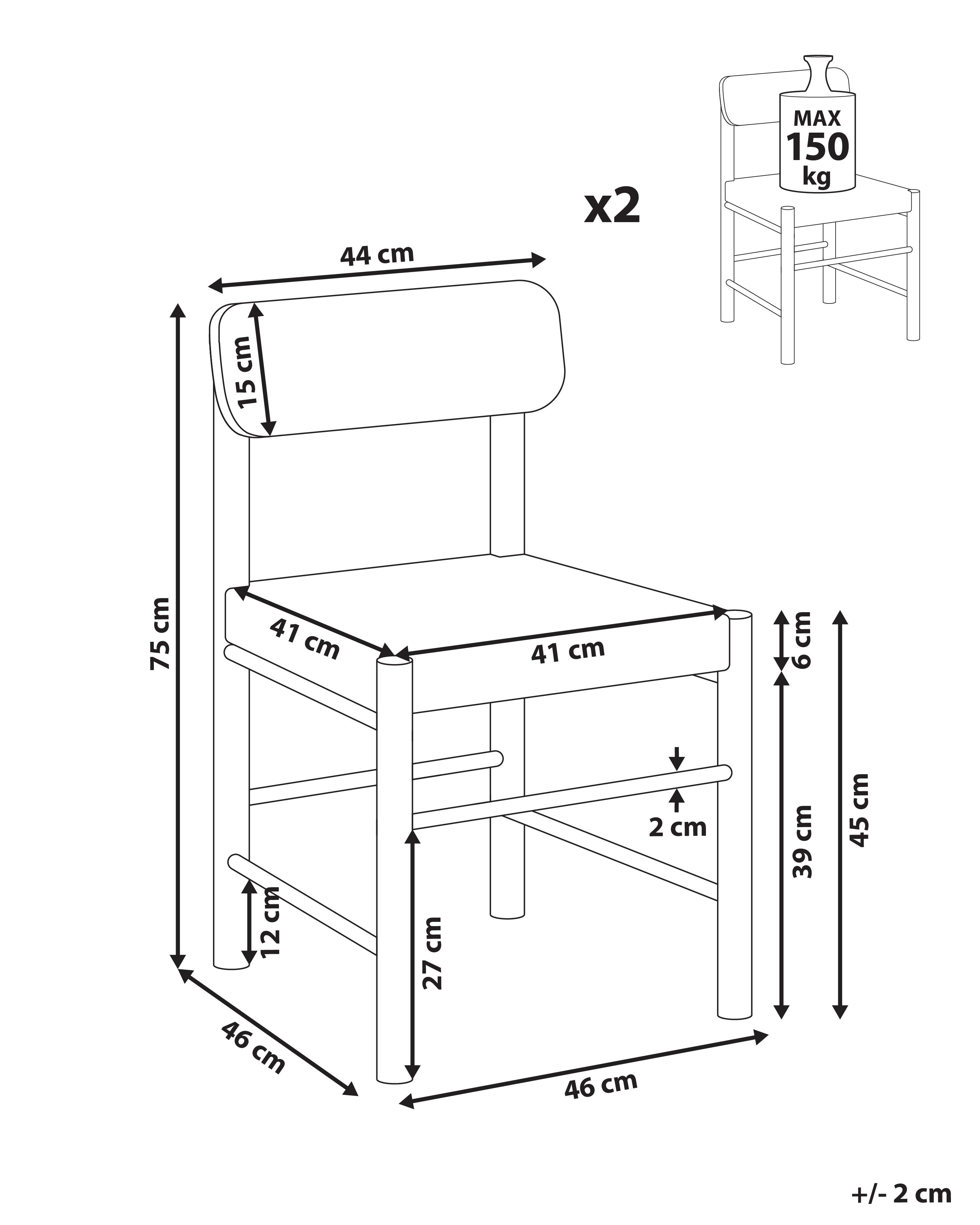 Set van 2 eetkamerstoelen DIGNE Hout Lichtbruin