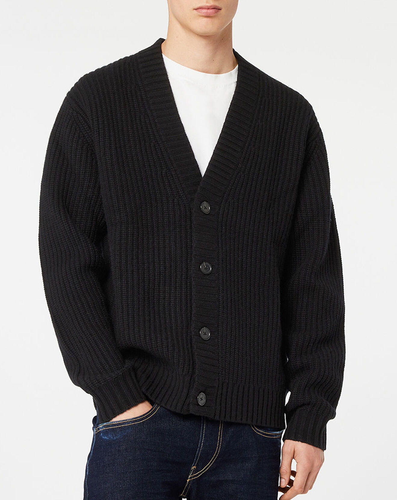 Galeries Lafayette Cardigan en Laine & Cachemire Potecard Gulet Boxy noir