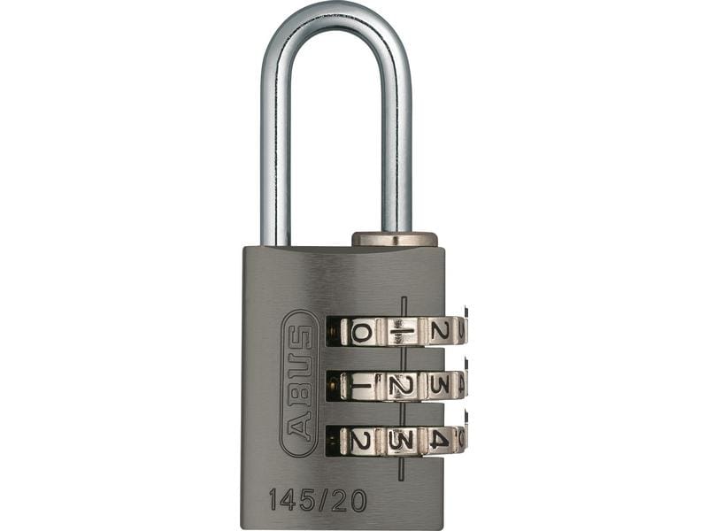 Abus Zahlenschloss 145/20 Lock-Tag Titanium Aluminium Vorhangschloss mit einstellbarem Zahlencode