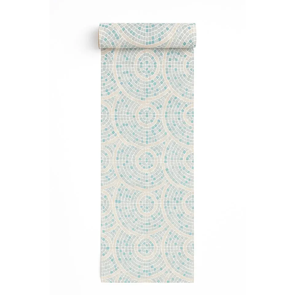 Dutch Wallcoverings Vliesbehang Artifice mozaïc tegel - grijs/petrol - 10mx53cm