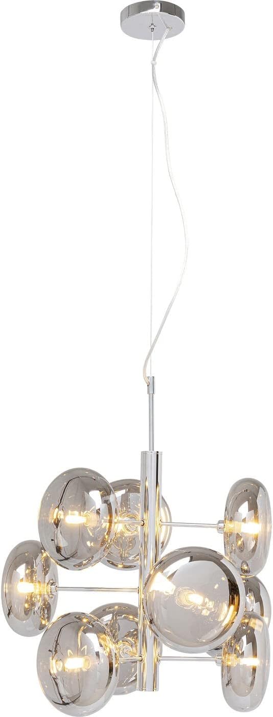 Kare Design Hängeleuchte Headlight Chrome, Hängelampe Wohnzimmer, Leuchte fürs Esszimmer, groß, Silber, Leuchtmittel nicht inklusive, 155x53x53cm