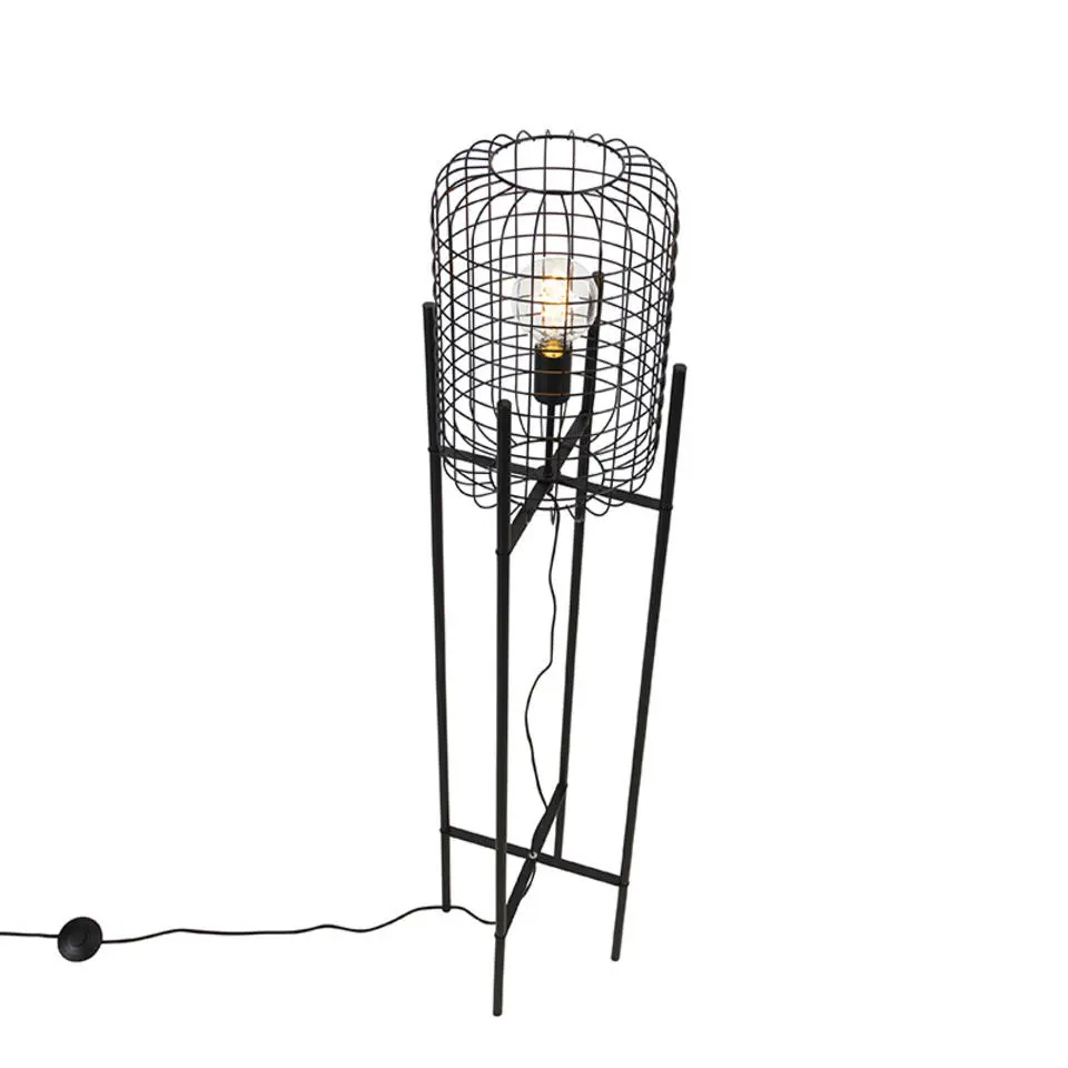Qazqa vloerlampen bliss_vefa zwart e27