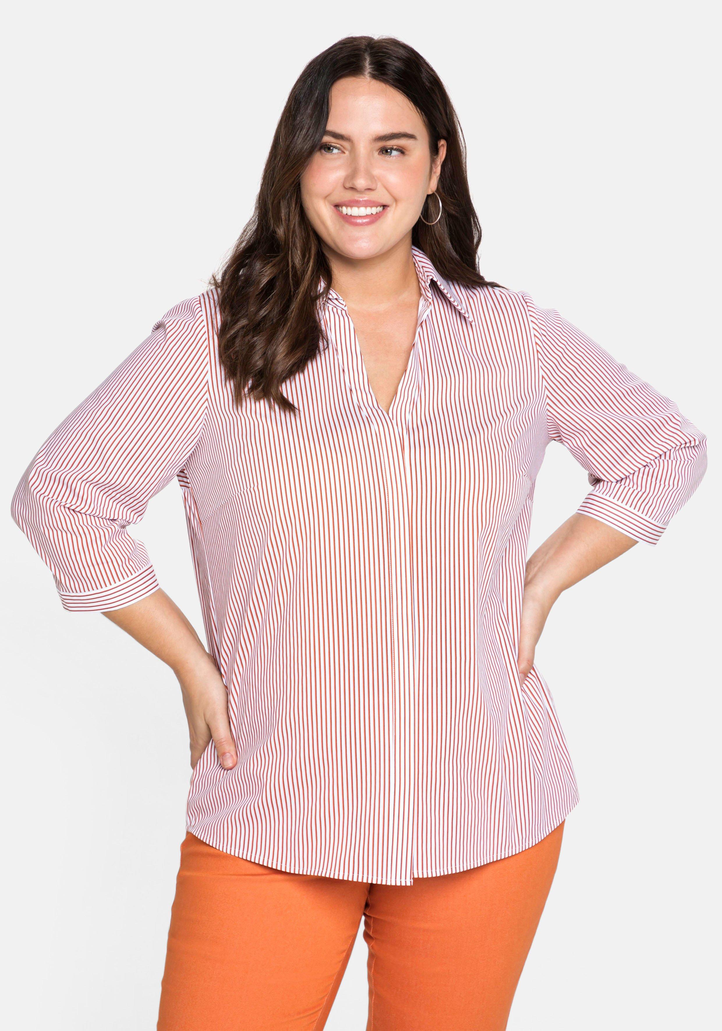 Bluse mit Streifen und V-Ausschnitt