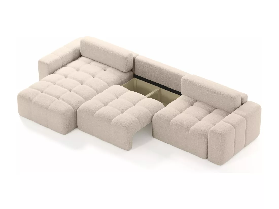 CANAPÉ D'ANGLE en tissu Bouclé 8 places Bornum So, Beige
