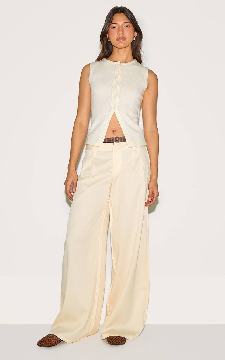 Butter Yellow Pantalon Droit À Détail Boxer Avec Rayures Contrastées Tissées
