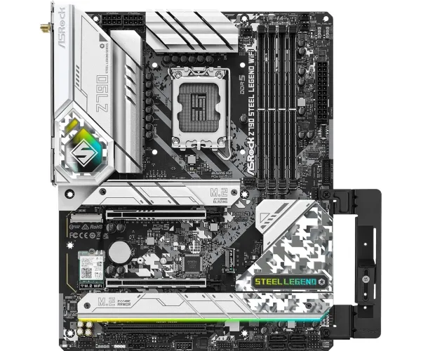 ASRock Z790 Steel Legend WiFi - Bundkort - ATX - LGA1700 sokkel - Z790 Chipset - USB-C 3.2 Gen 2x2, USB-C 3.2 Gen2, USB 3.2 Gen 2, USB 3.2 Gen 1 - 2.5 Gigabit LAN, Wi-Fi 6E, Bluetooth - onboard grafik (CPU påkrævet) - HD Audio (8-kanaler)
