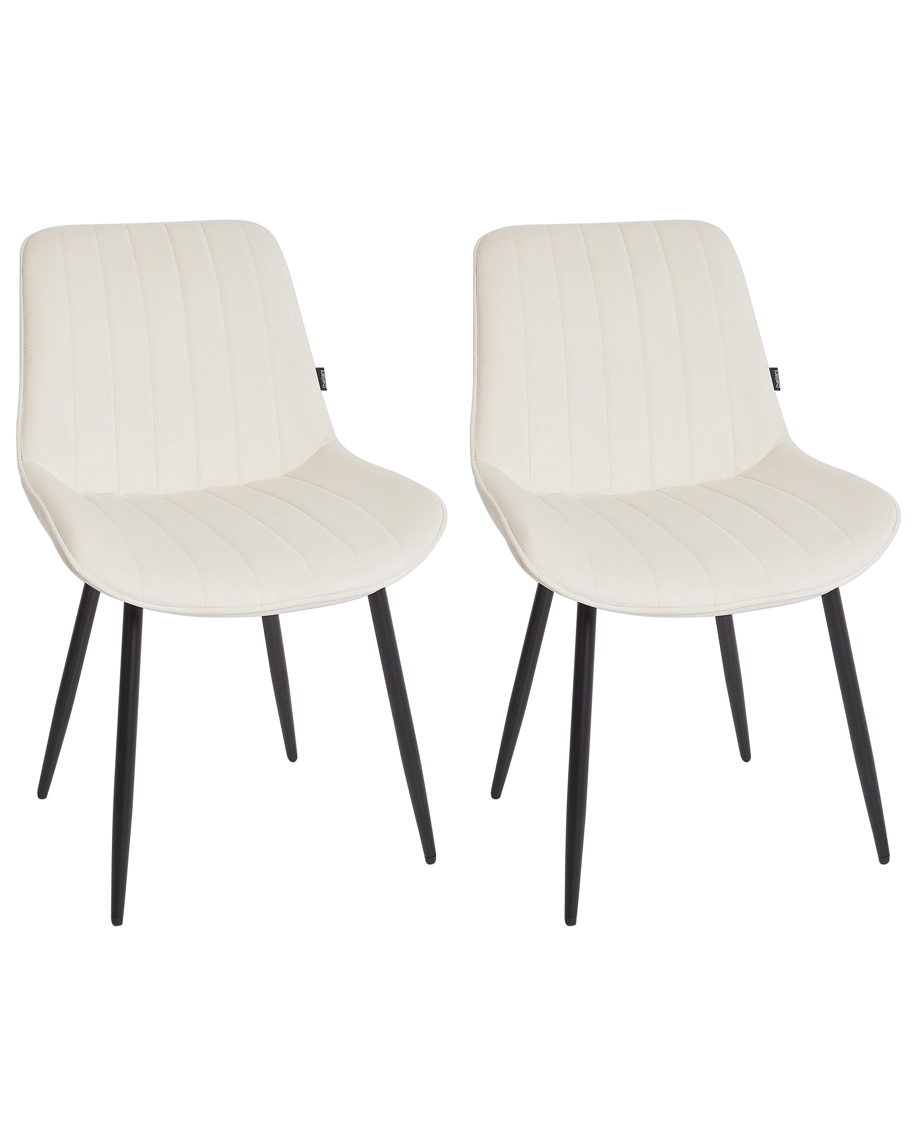 Set van 2 eetkamerstoelen DUBROVNIK Fluweel Lichtbeige