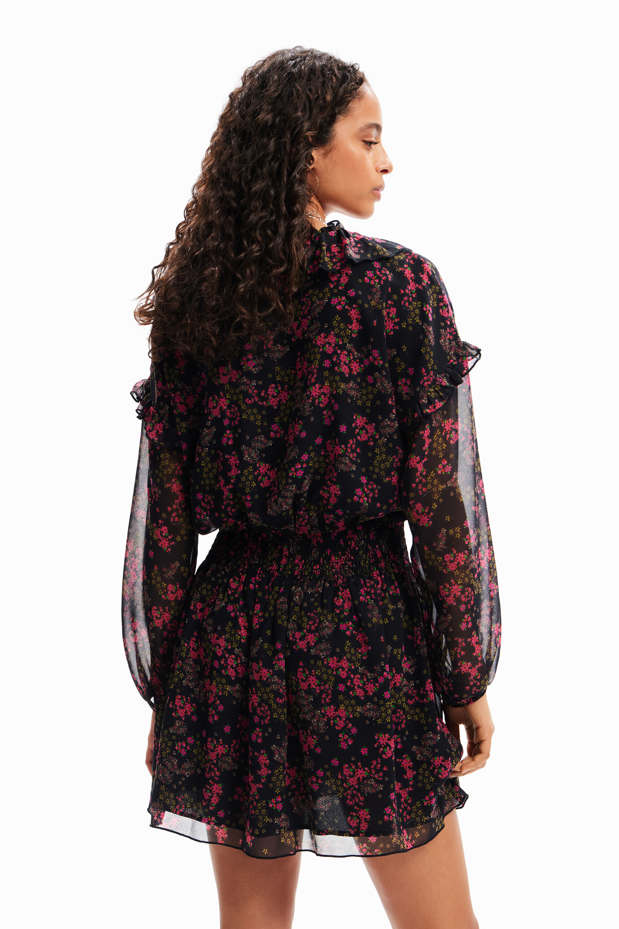 Robe courte gaze fleurs