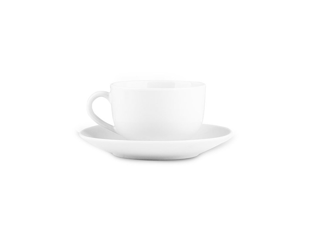 CHÁVENA DE CHÁ COM PIRES OLYMPIA ACTUEL BRANCO PORCELANA 220ML