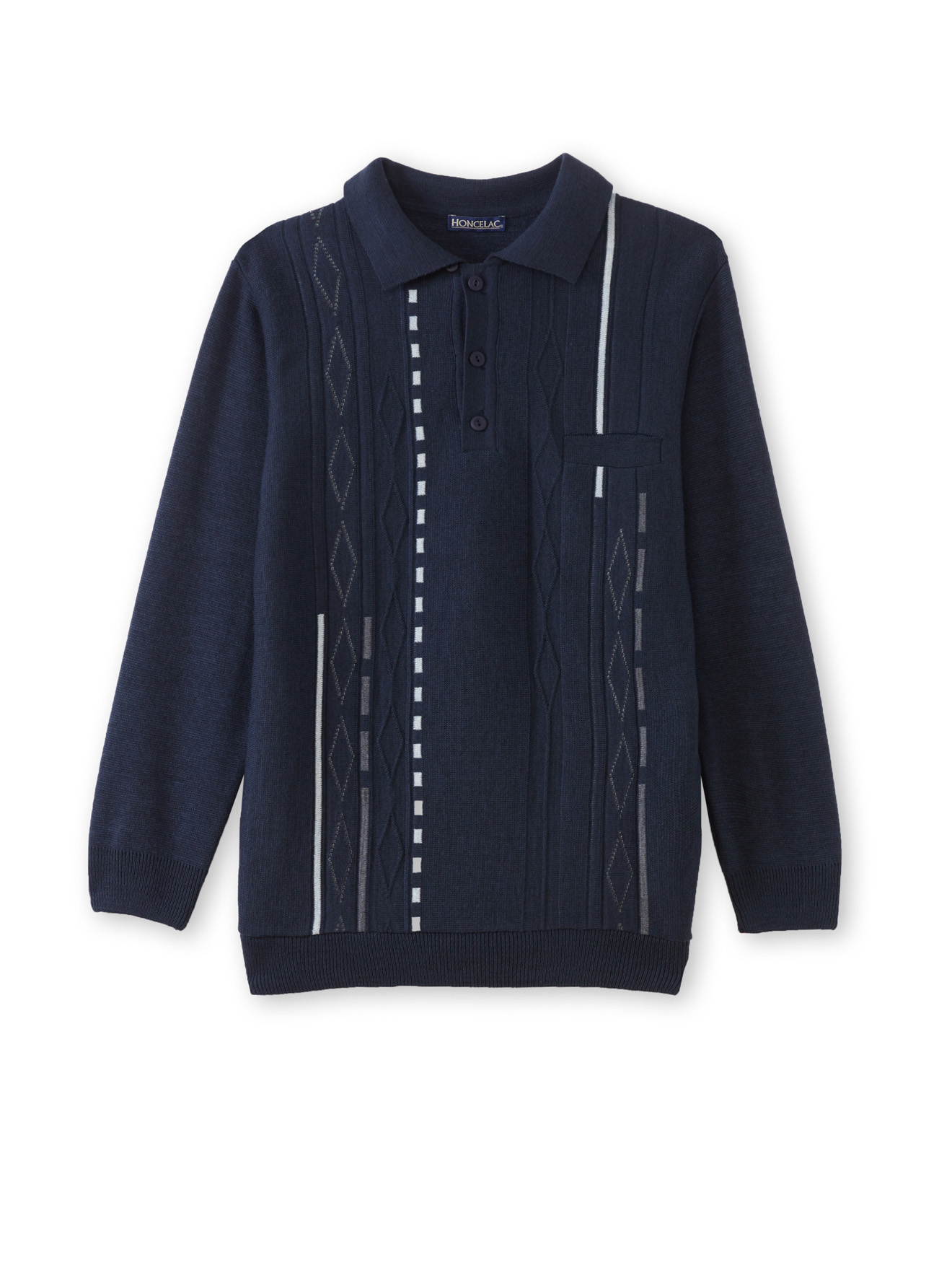 Pull col pol motifs jacquard 30% laine