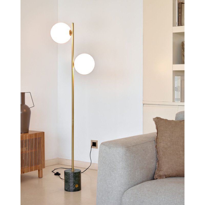 Lampadaire Lonela en marbre avec finition verte