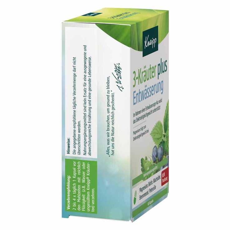 Kneipp 3-Kräuter plus Entwässerung Kapseln, 60 St