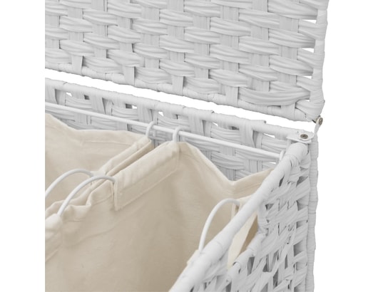 VIDAXL - Panier à linge avec roulettes blanc 66x35x60 cm résine tress...