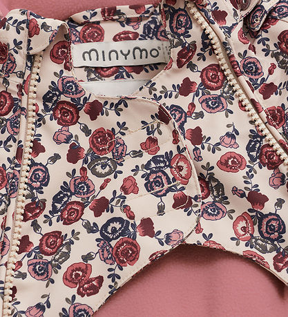 Minymo Schneeanzug - Rauchgrau m. Blumen