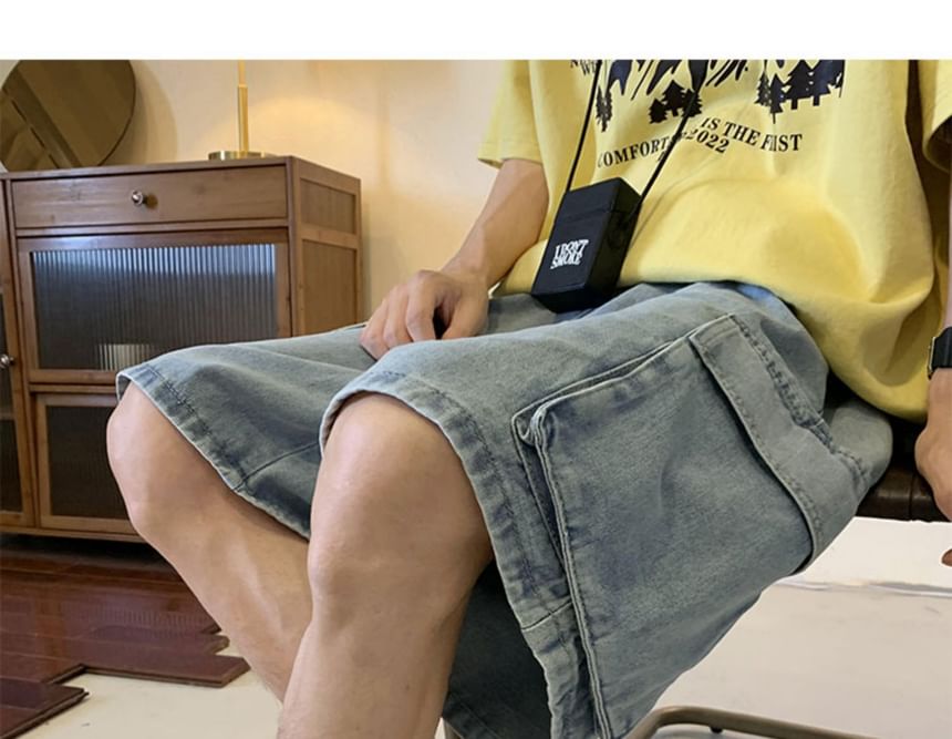 GRAYCIOUS - Mid Rise Washed Denim Shorts