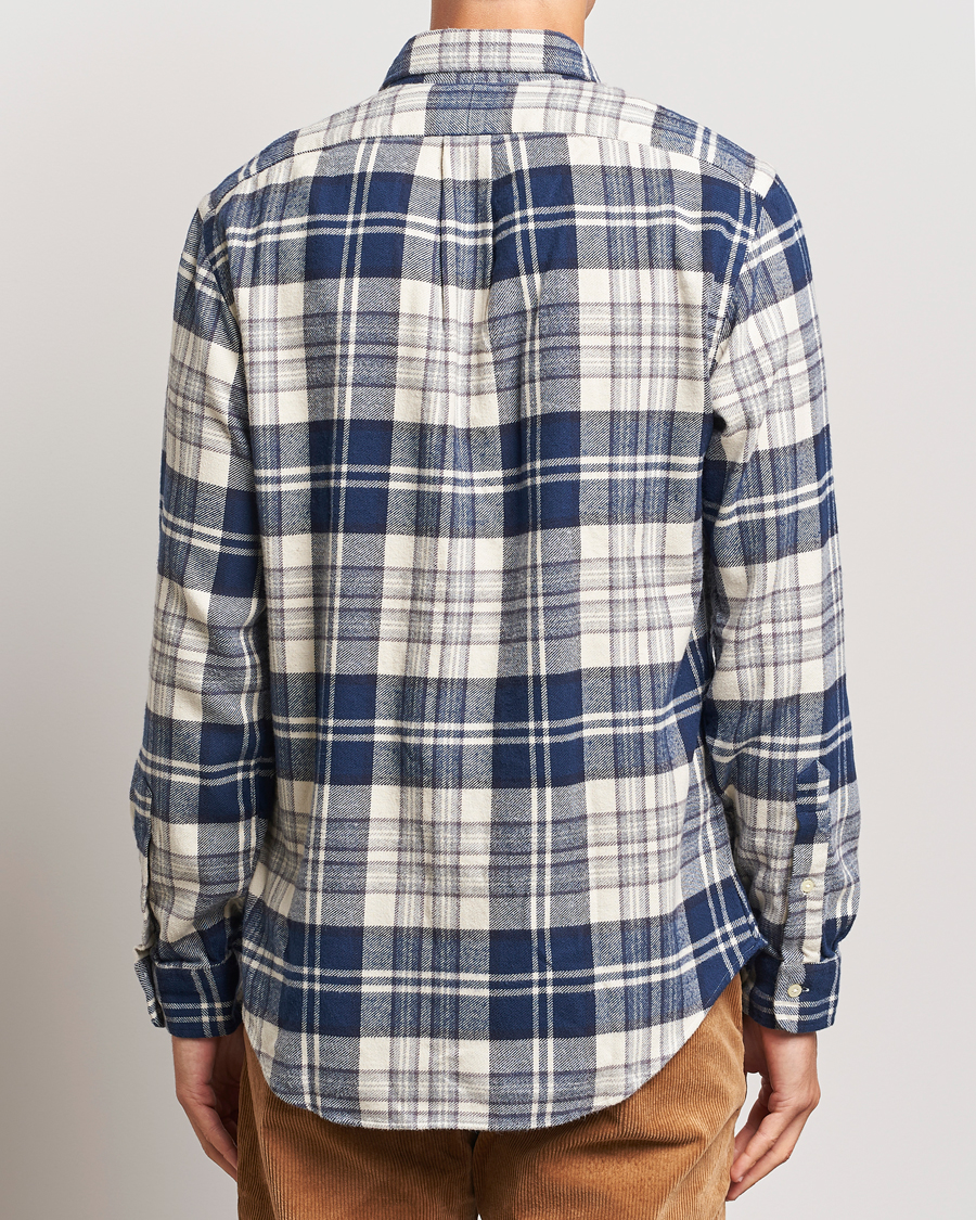 Polo Ralph Lauren Custom Fit Brushed Flannel Checked Shirt Off White