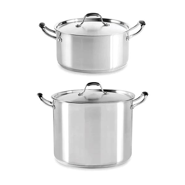 Set de deux faitouts en inox avec couvercle 24 cm et 28 cm Excell’inox