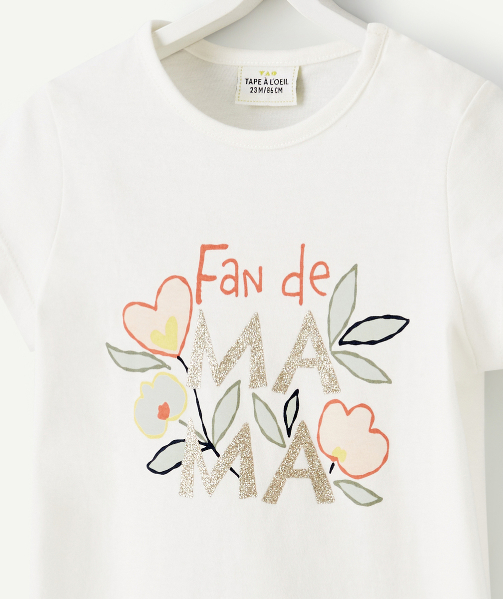 T-SHIRT BLANC BÉBÉ FILLE EN FIBRES RECYCLÉES IMPRIMÉ MAGIQUE MAMAN