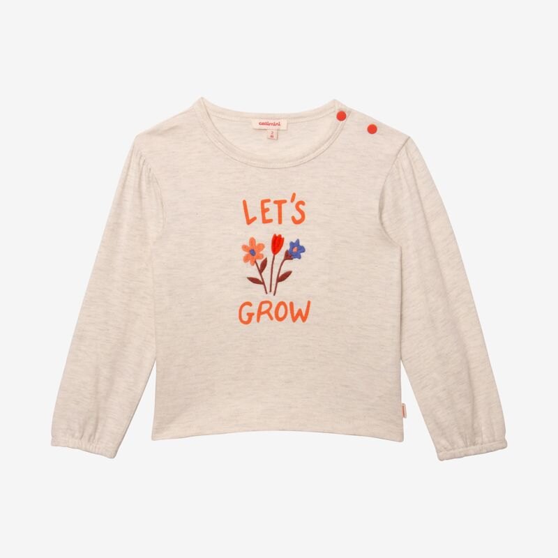 T-shirt bébé fille broderie herbier en coton recyclé gris Catimini Gris ou noir