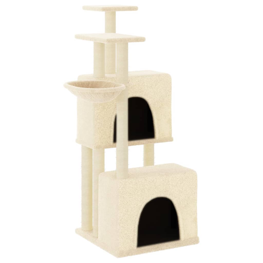 arranhador para gatos vidaXL com postes de sisal, cor creme, 122 cm