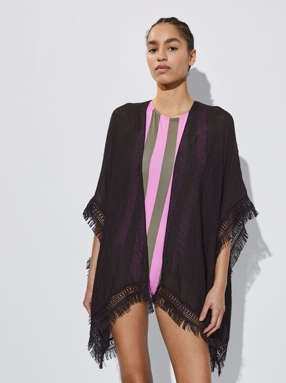 Caftan com franjas - Preto