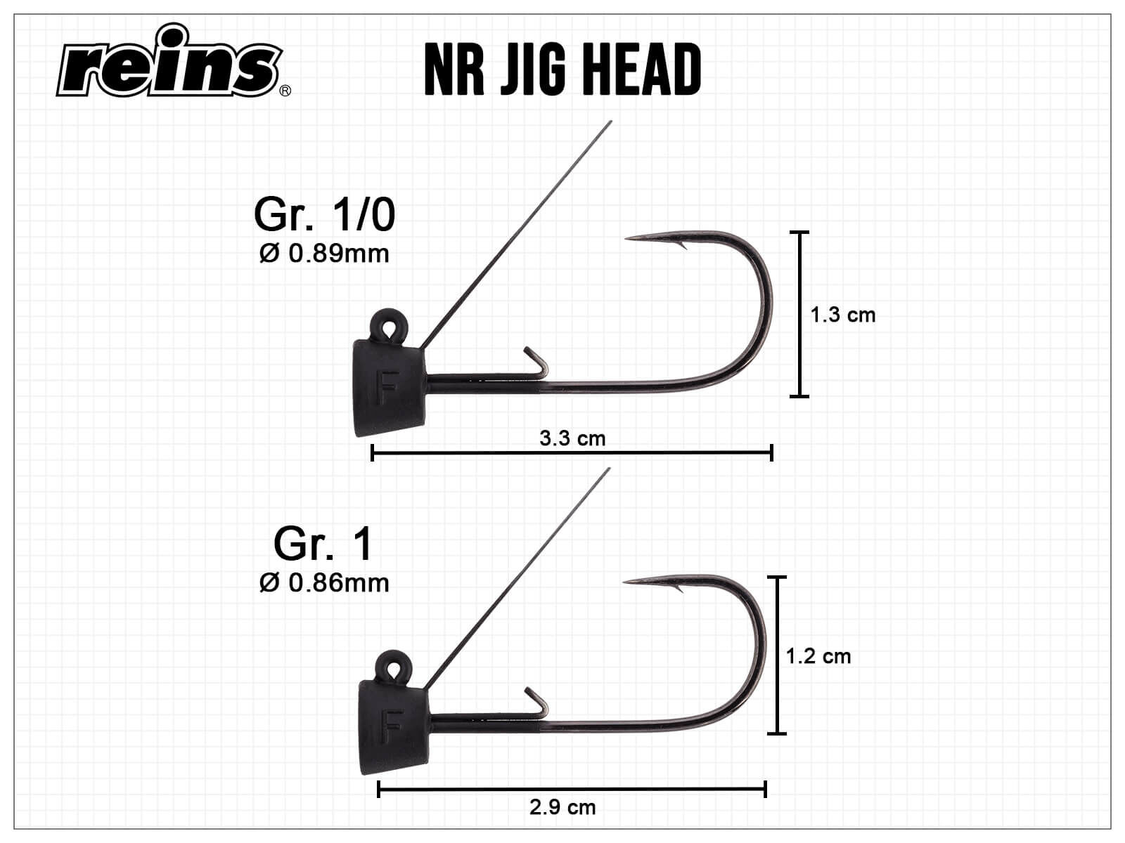 reins NR Jig Heads Guard Gr. 1/0 (1.8g )(Reins)