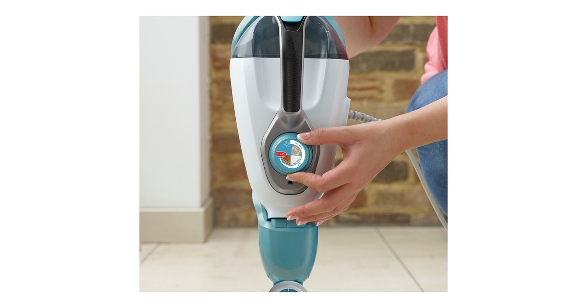 BLACK+DECKERBHSM1610DSM 1600W Steam-mop met SteaMitt, deltavoet en 15 accessoires stoomreiniger  (Wit/blauwgrijs)