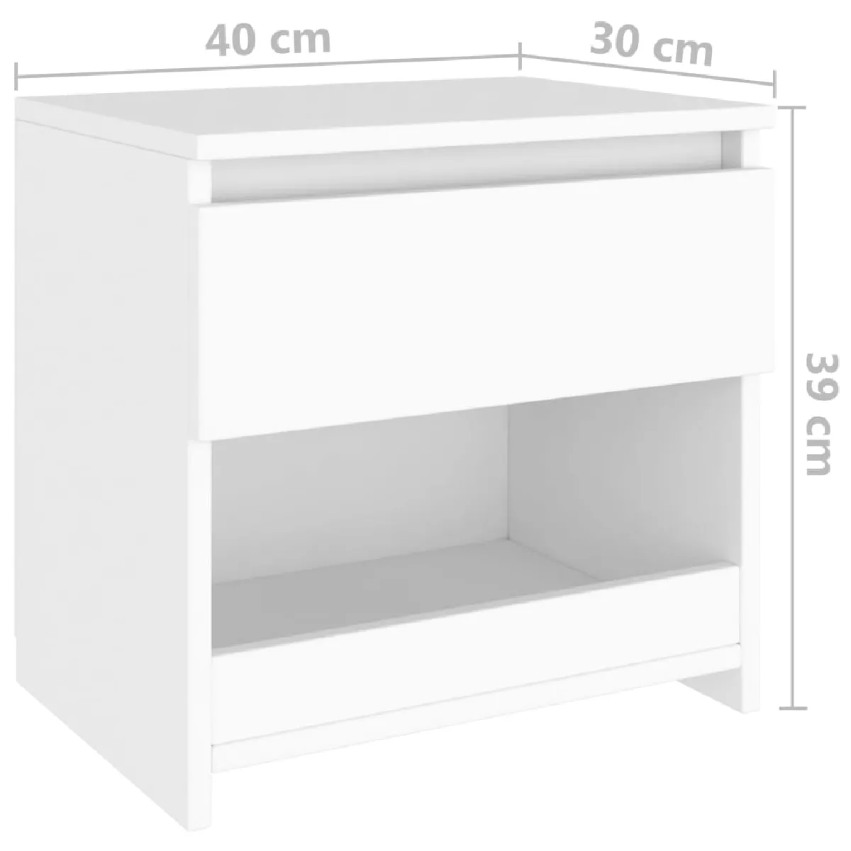 VIDAXL Lot de 2 Tables de chevet 40x30x39 cm - Blanc